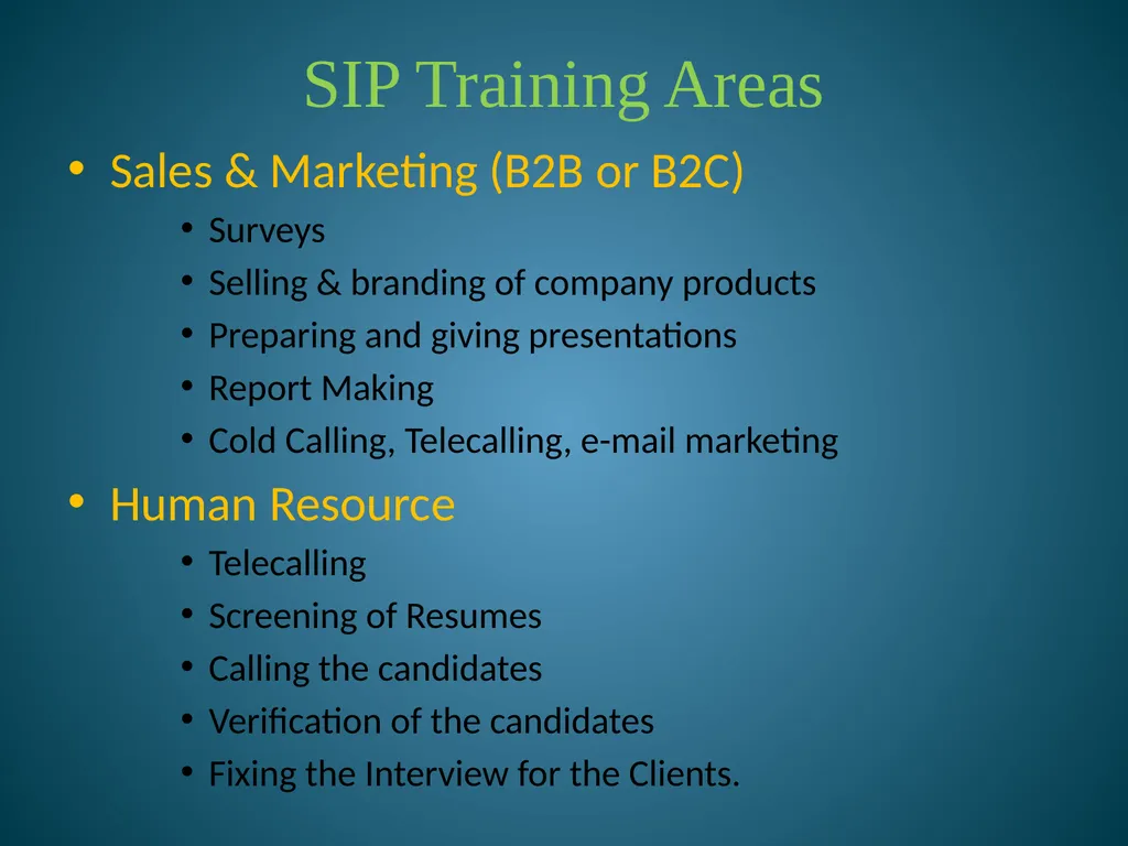 Training & Placement Summer Internship Program - slide 12 of 27