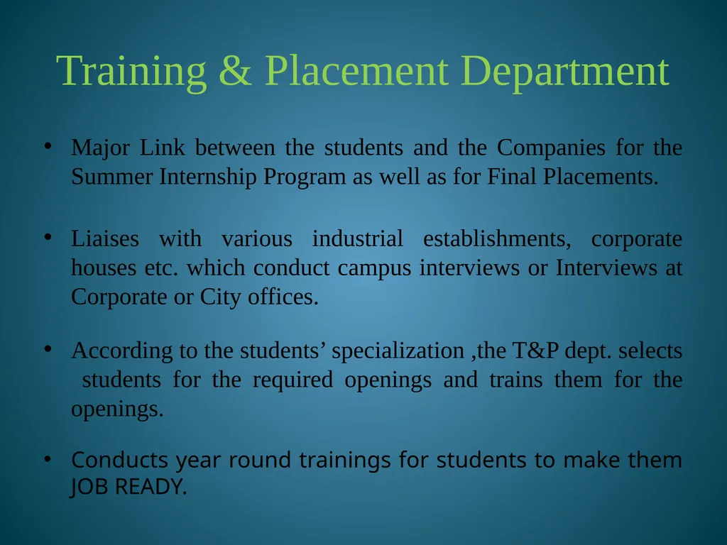 Training & Placement Summer Internship Program - slide 3 of 27