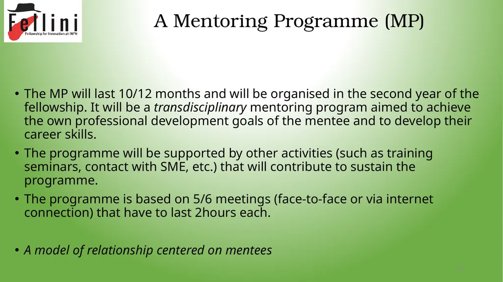 Training and mentoring possibilities Maria Rosaria - slide 15 of 18