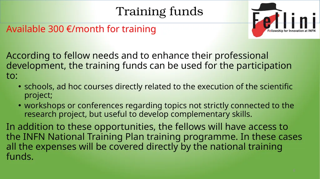 Training and mentoring possibilities Maria Rosaria - slide 6 of 18