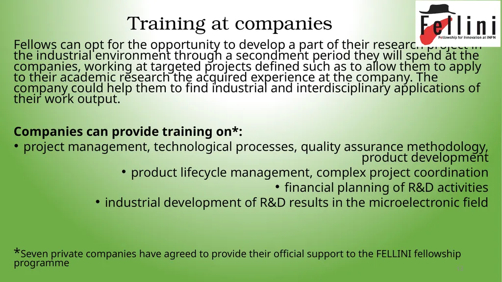 Training and mentoring possibilities Maria Rosaria - slide 13 of 18