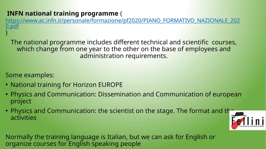 Training and mentoring possibilities Maria Rosaria - slide 7 of 18