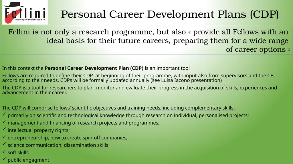Training and mentoring possibilities Maria Rosaria - slide 2 of 18
