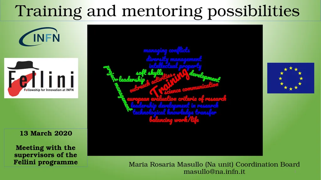 Training and mentoring possibilities Maria Rosaria - slide 1 of 18