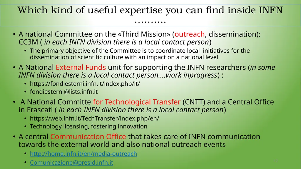 Training and mentoring possibilities Maria Rosaria - slide 12 of 18