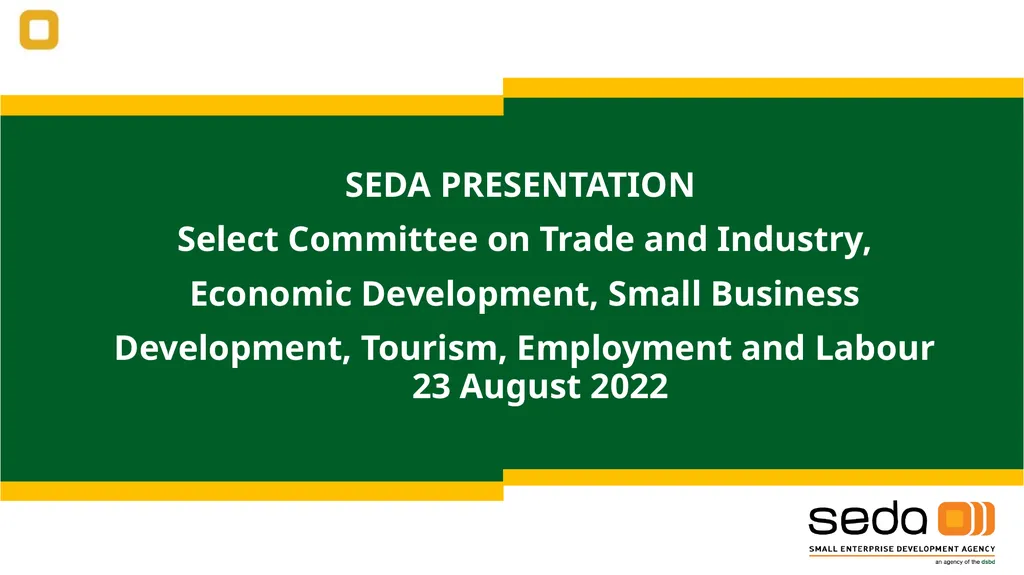 SEDA PRESENTATION Select Committee on Trade and - slide 1 of 13