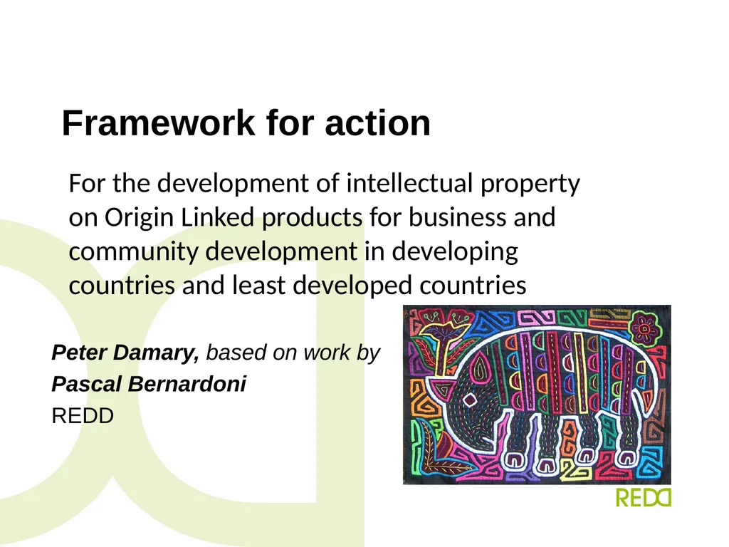 Framework for action Peter Damary, based on work