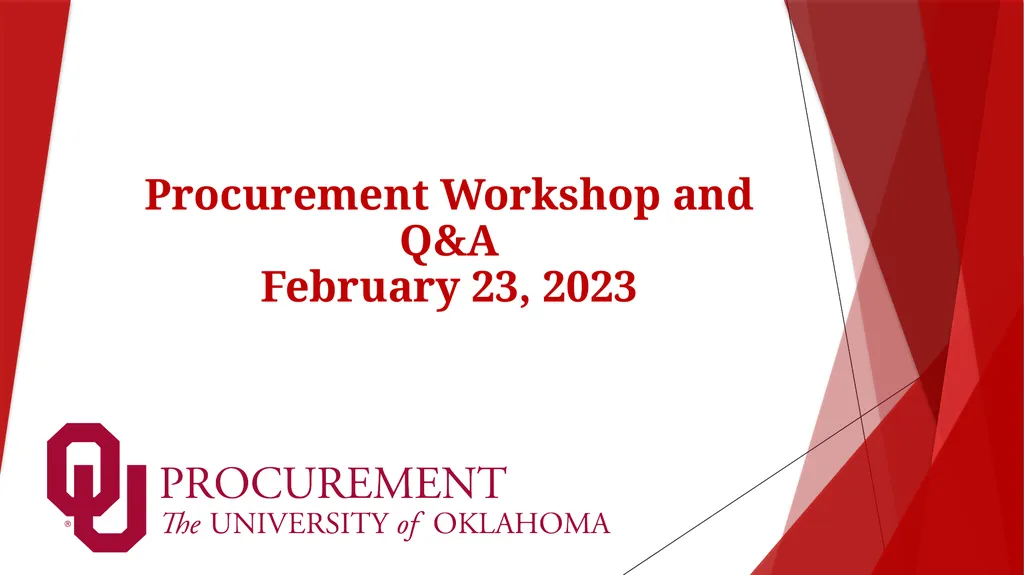 Procurement Workshop and Q&A February 23, 2023 - slide 1 of 22