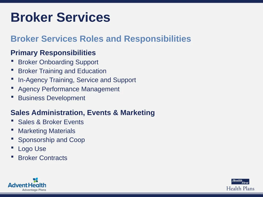 Overview of Broker Services Broker Training - slide 4 of 16