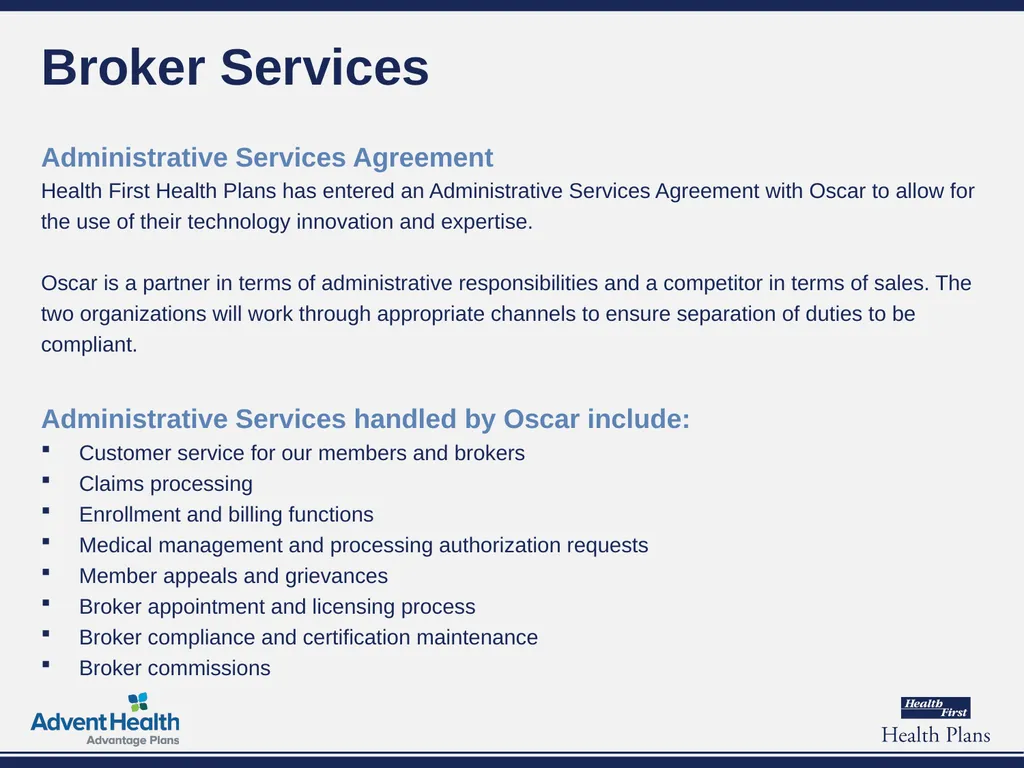 Overview of Broker Services Broker Training - slide 6 of 16