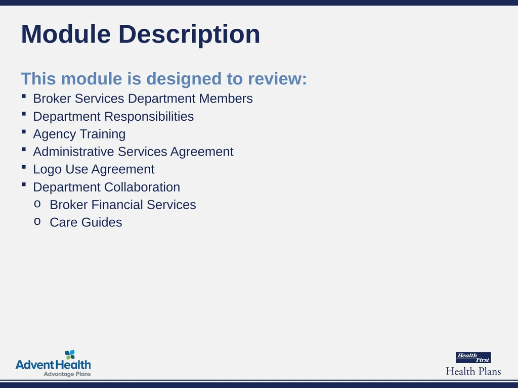 Overview of Broker Services Broker Training - slide 2 of 16