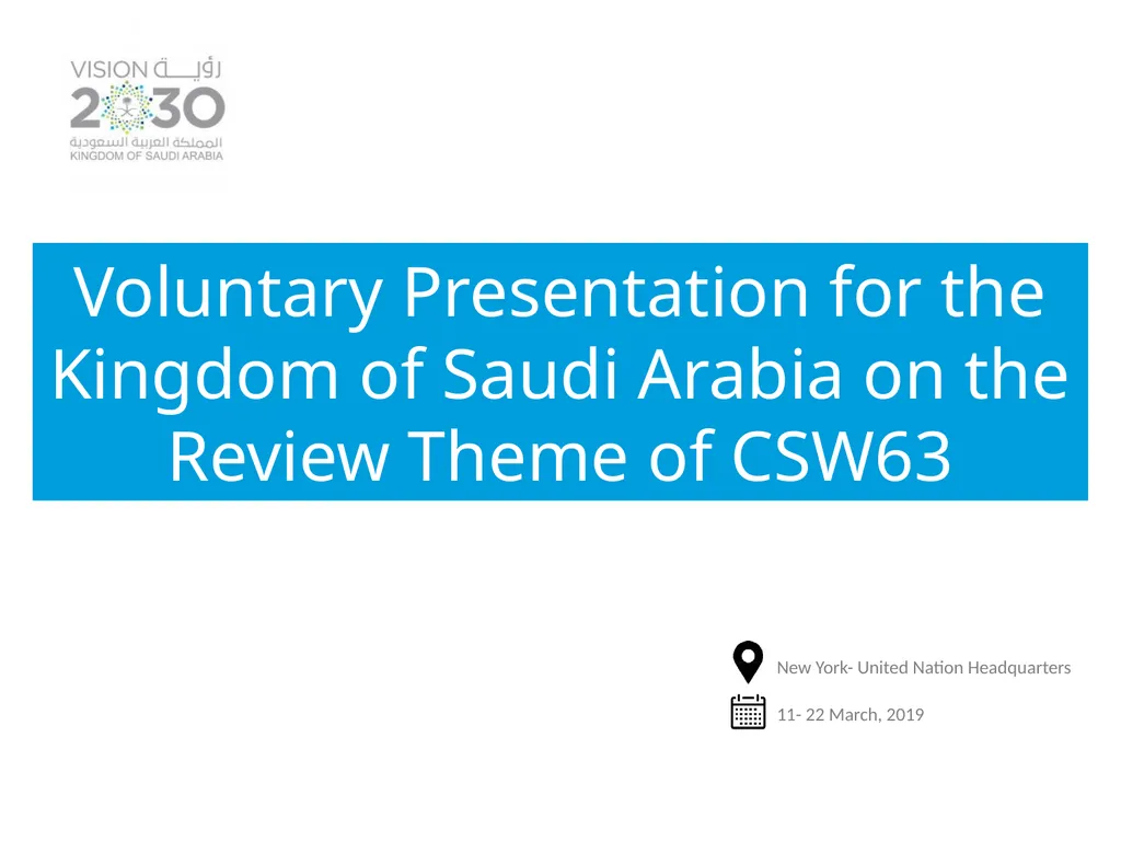Voluntary Presentation for the Kingdom of Saudi