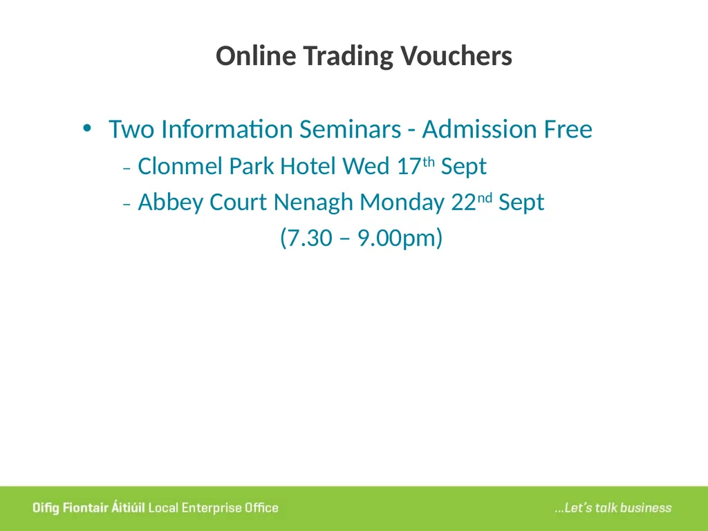 Local Enterprise Office Tipperary Funding Seminar - slide 23 of 24