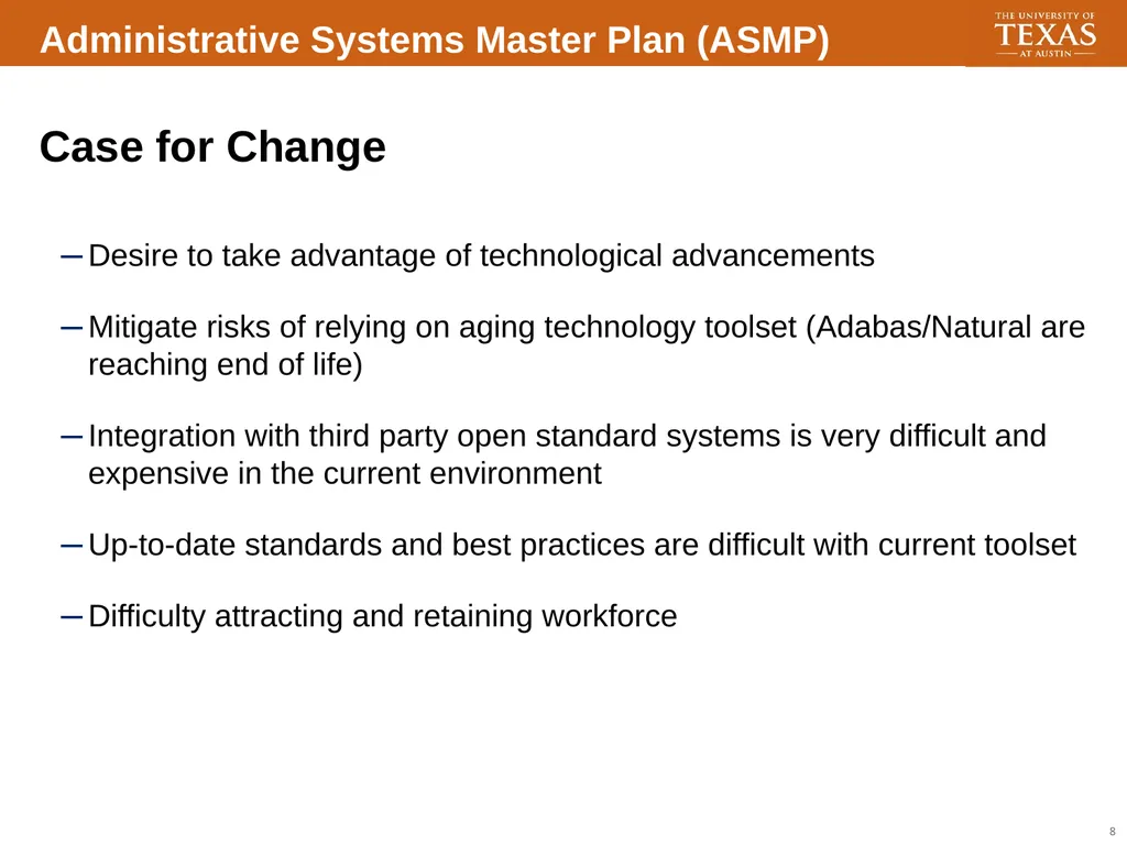 Transforming UT Modernization and Business - slide 8 of 30