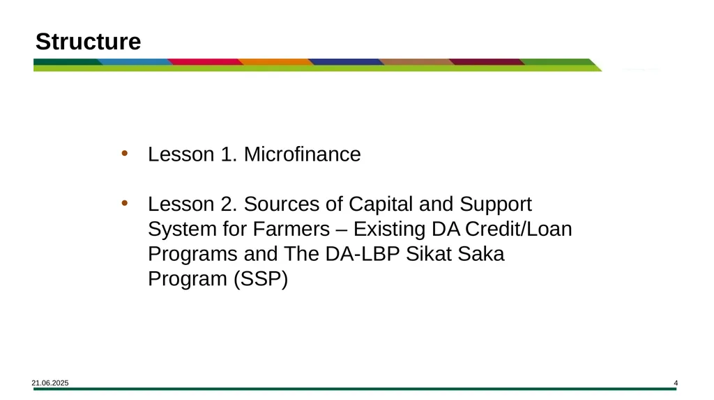 MODULE 15 Access to Financing Learning Objectives - slide 4 of 32