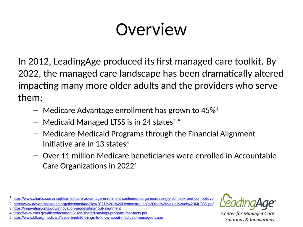 Medicare Advantage 101 July 2022 Overview In 2012, - slide 2 of 61