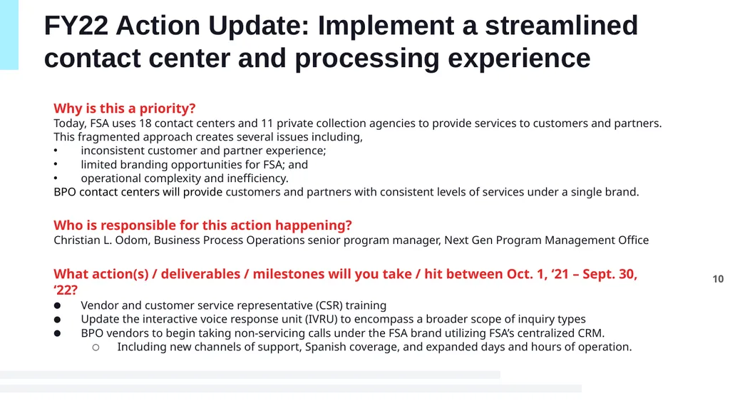 FY23 CX Action Plan Federal Student Aid U.S. - slide 10 of 19
