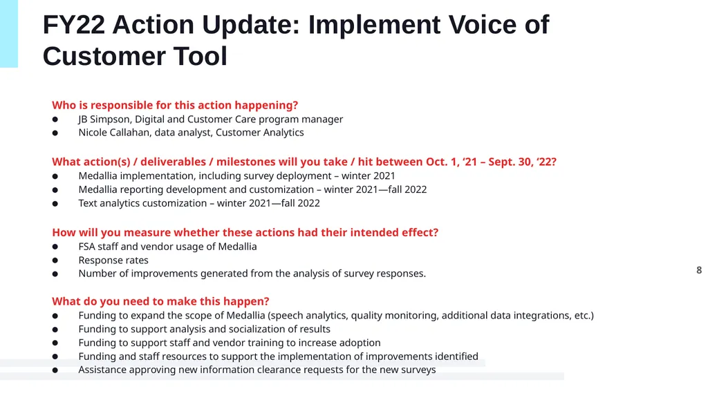 FY23 CX Action Plan Federal Student Aid U.S. - slide 8 of 19