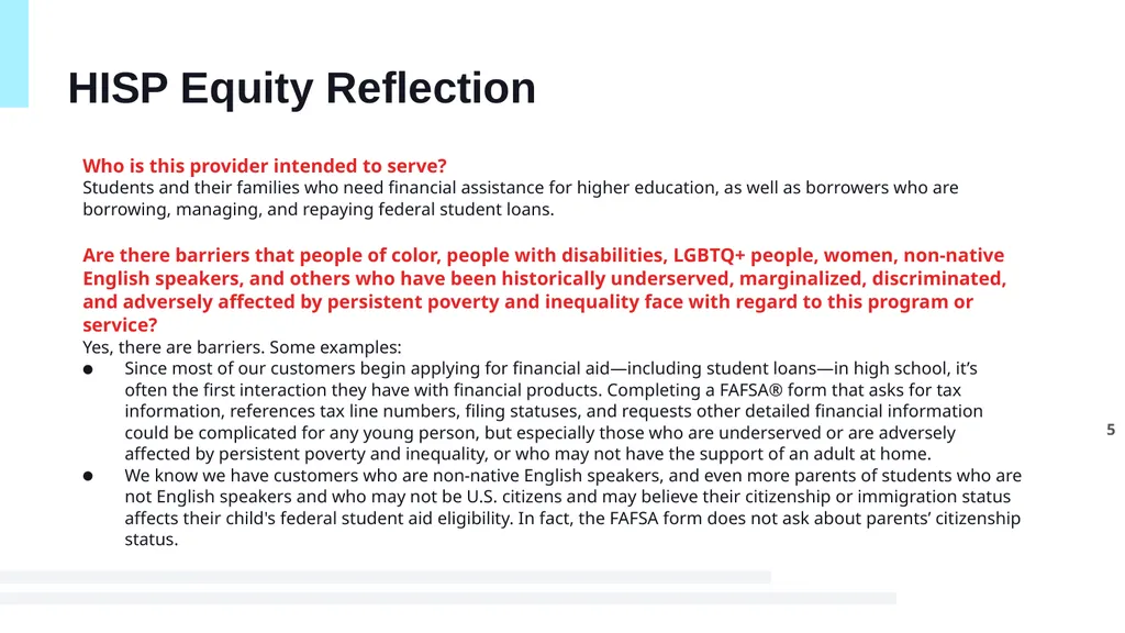 FY23 CX Action Plan Federal Student Aid U.S. - slide 5 of 19