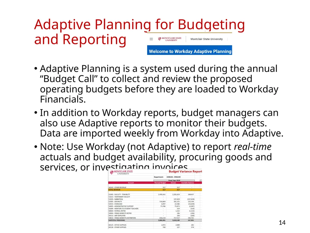 Budgeting at Montclair State University Overview - slide 14 of 21