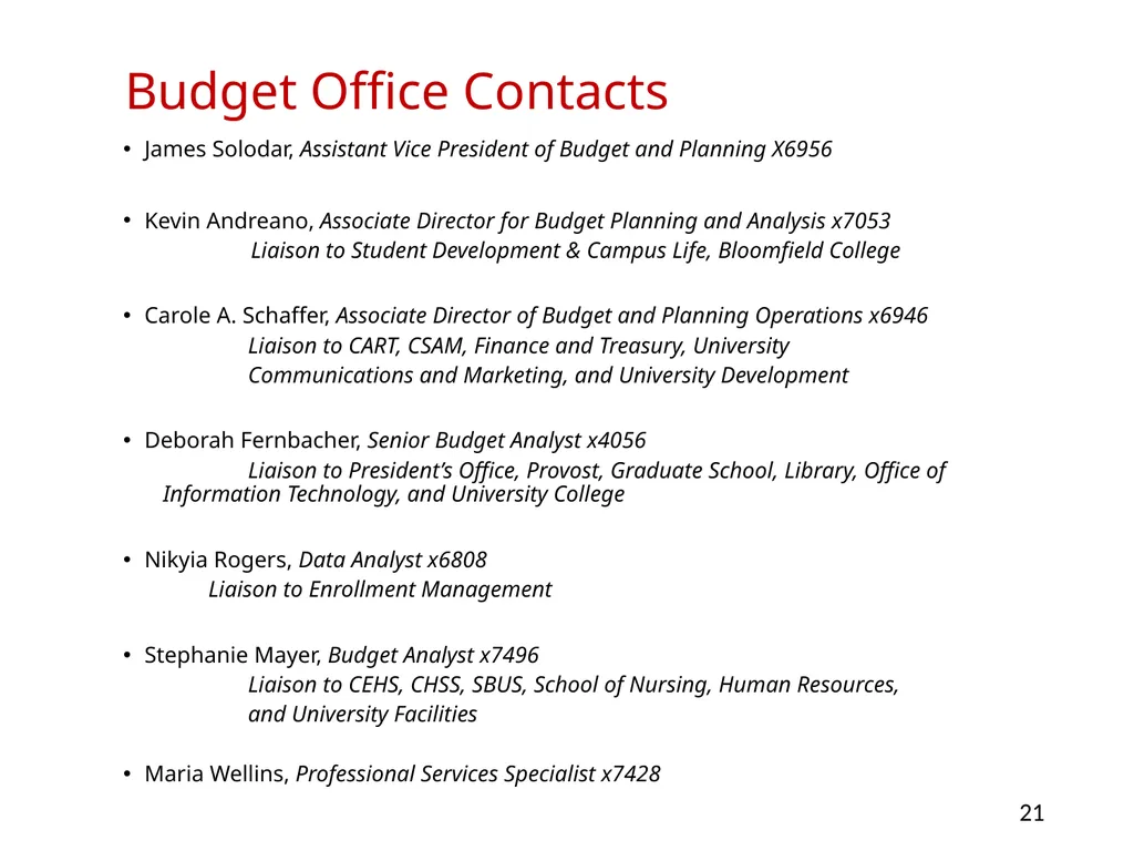 Budgeting at Montclair State University Overview - slide 21 of 21