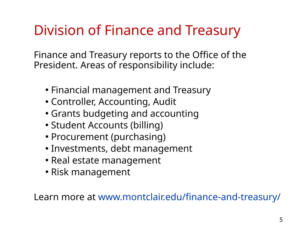 Budgeting at Montclair State University Overview - slide 5 of 21
