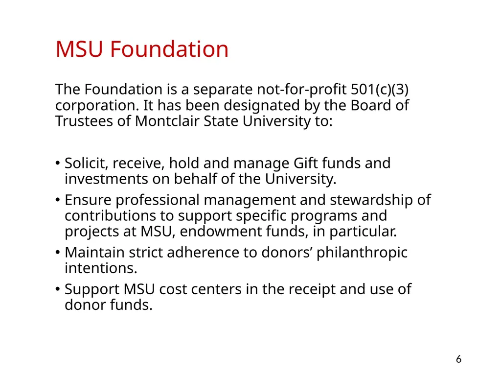 Budgeting at Montclair State University Overview - slide 6 of 21