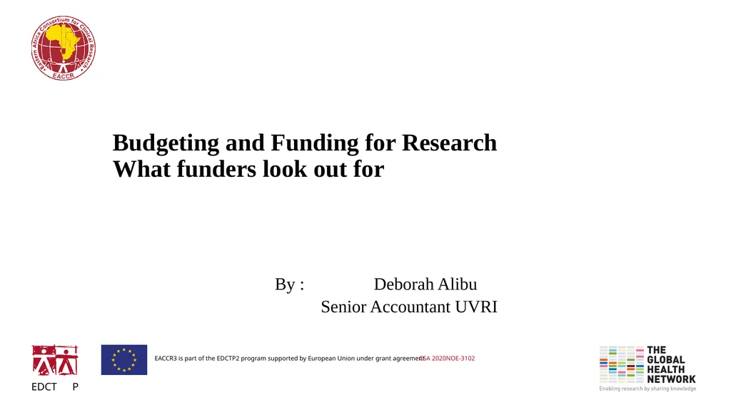 Budgeting and Funding for Research What funders - slide 1 of 21
