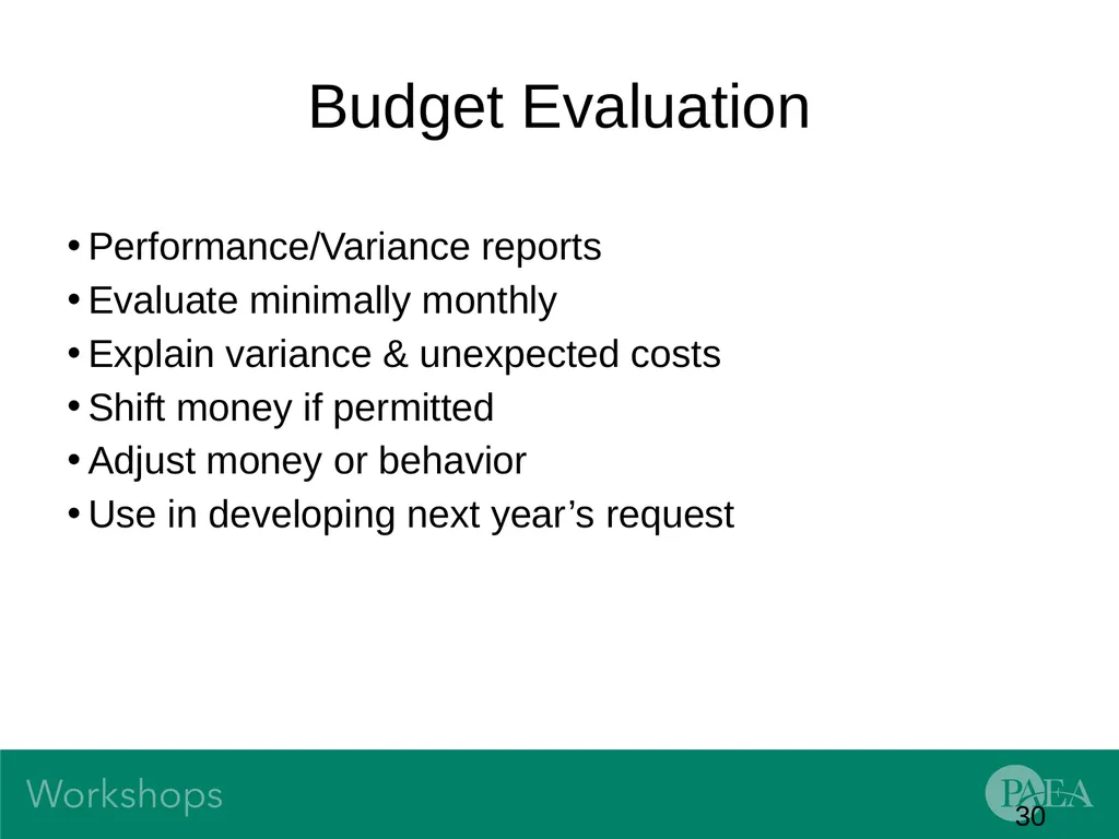 Financial Management and Budgeting Sandra Banas - slide 30 of 38