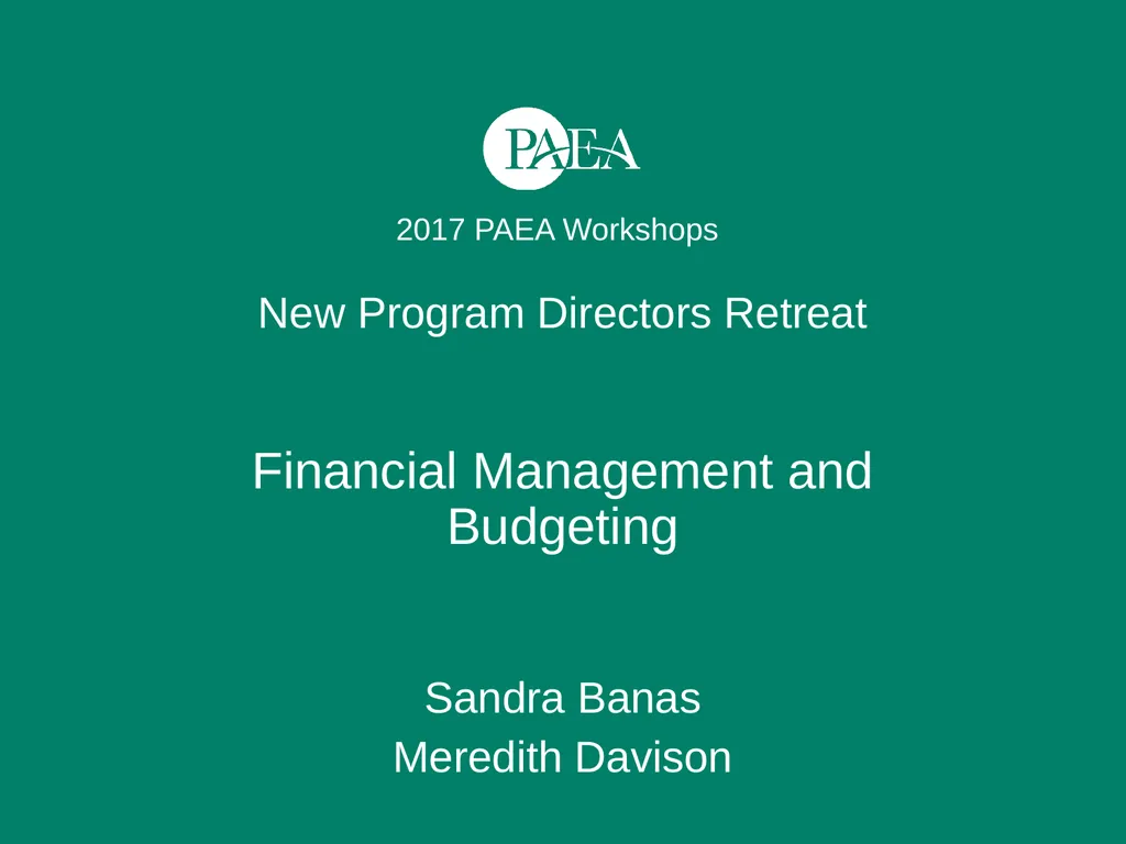Financial Management and Budgeting Sandra Banas - slide 1 of 38