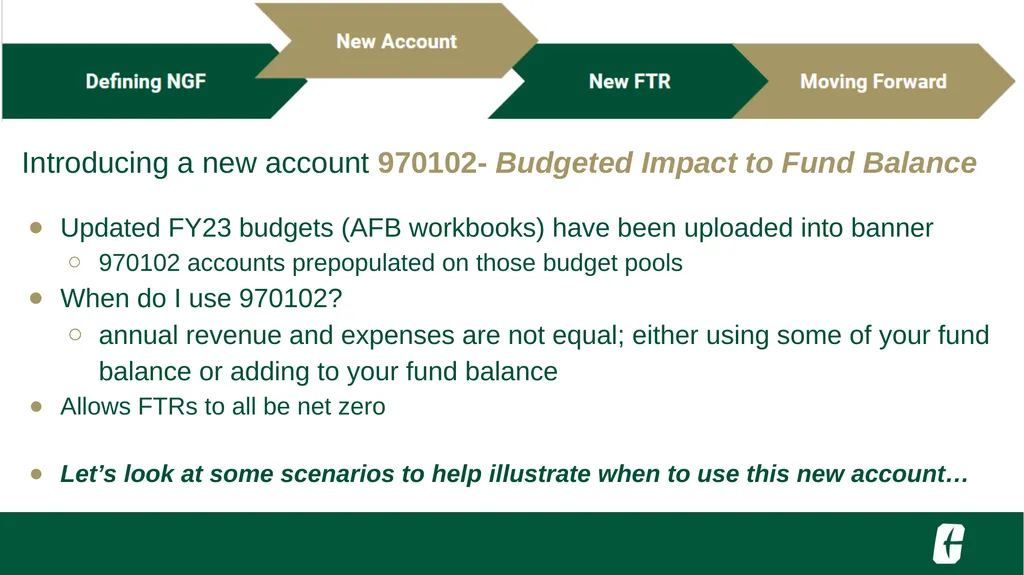 NGF Budget Revision FTR Training UNC Charlotte - slide 9 of 23