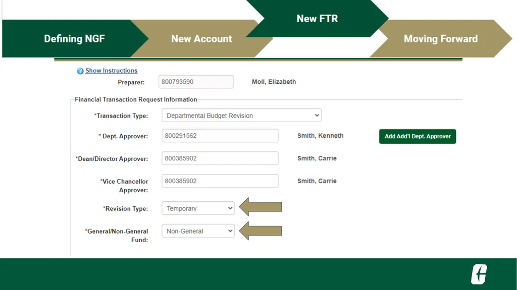 NGF Budget Revision FTR Training UNC Charlotte - slide 13 of 23