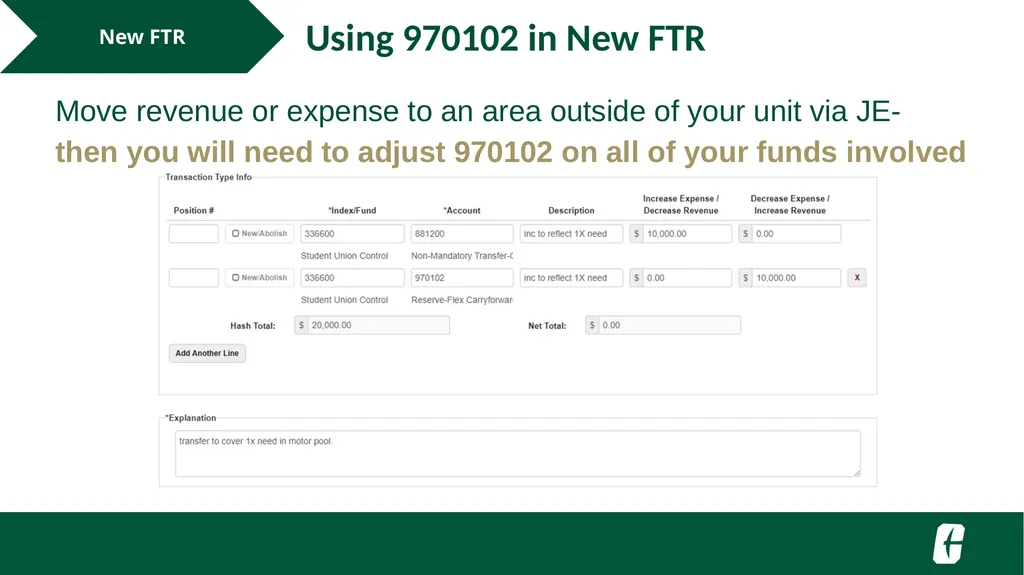 NGF Budget Revision FTR Training UNC Charlotte - slide 20 of 23