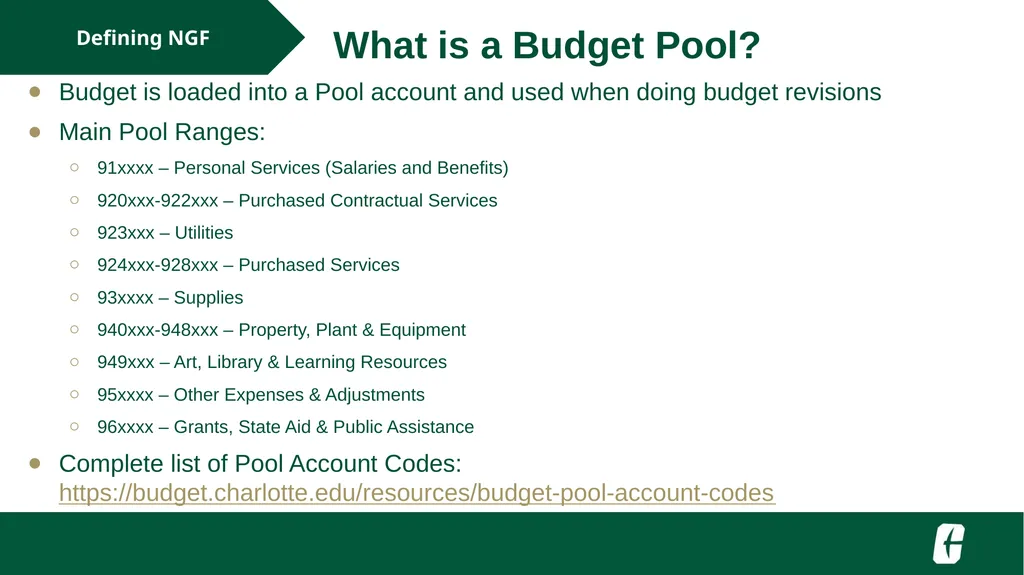 NGF Budget Revision FTR Training UNC Charlotte - slide 5 of 23