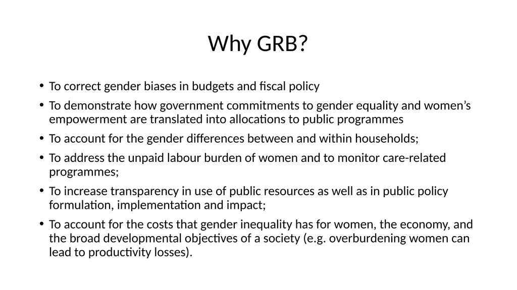 Unit 4.2: Gender-responsive budgeting Gender in - slide 5 of 9