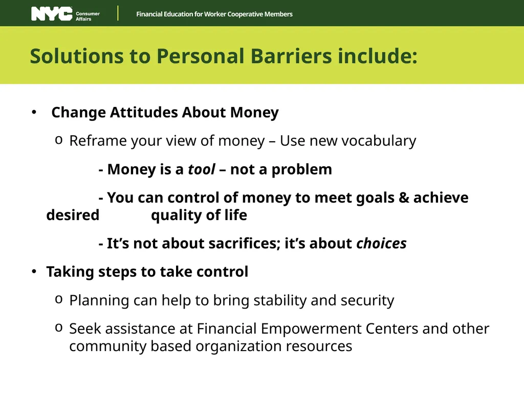 Financial Education for Worker Cooperative Members - slide 11 of 27