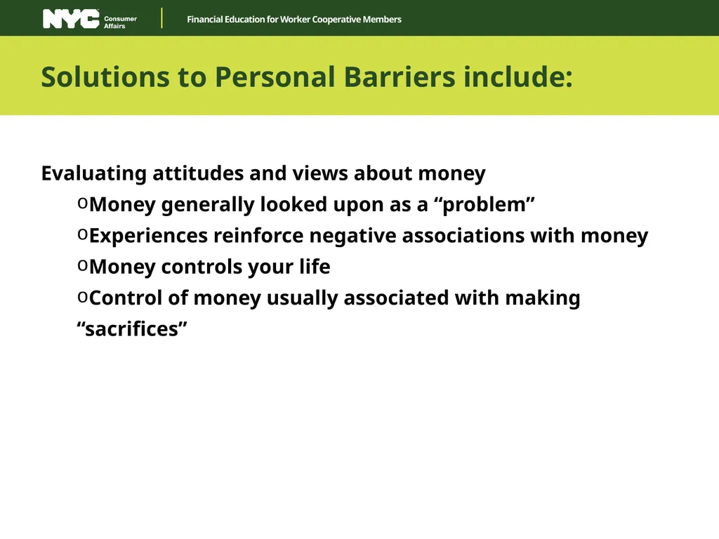 Financial Education for Worker Cooperative Members - slide 10 of 27
