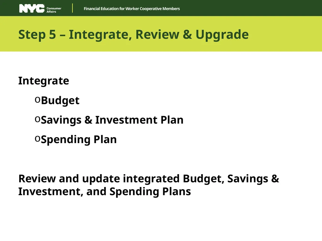 Financial Education for Worker Cooperative Members - slide 24 of 27