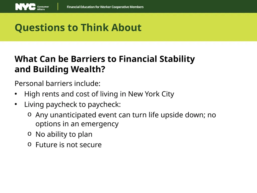 Financial Education for Worker Cooperative Members - slide 7 of 27