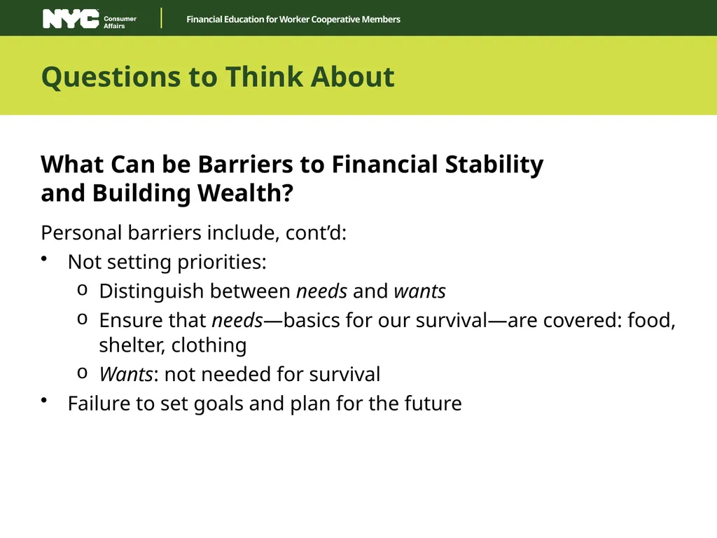 Financial Education for Worker Cooperative Members - slide 8 of 27