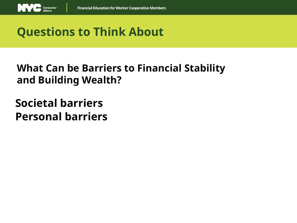Financial Education for Worker Cooperative Members - slide 4 of 27