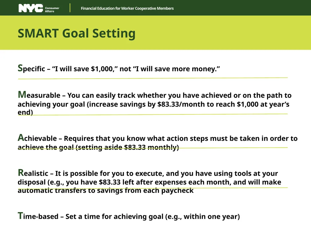 Financial Education for Worker Cooperative Members - slide 26 of 27