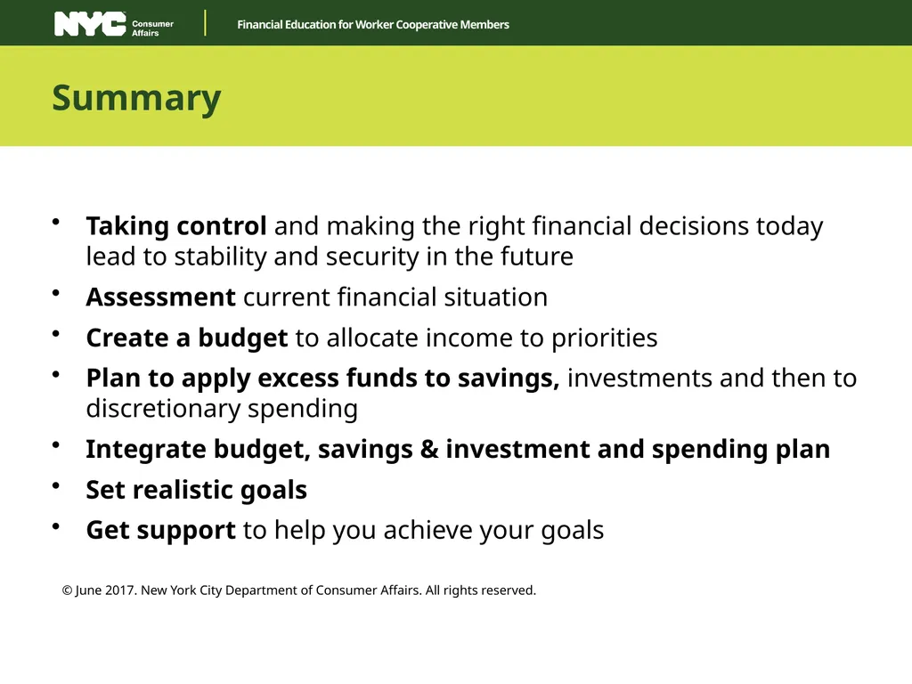 Financial Education for Worker Cooperative Members - slide 27 of 27