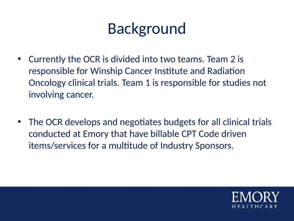 Consistency in OCR Budgeting Based on Historical - slide 2 of 20