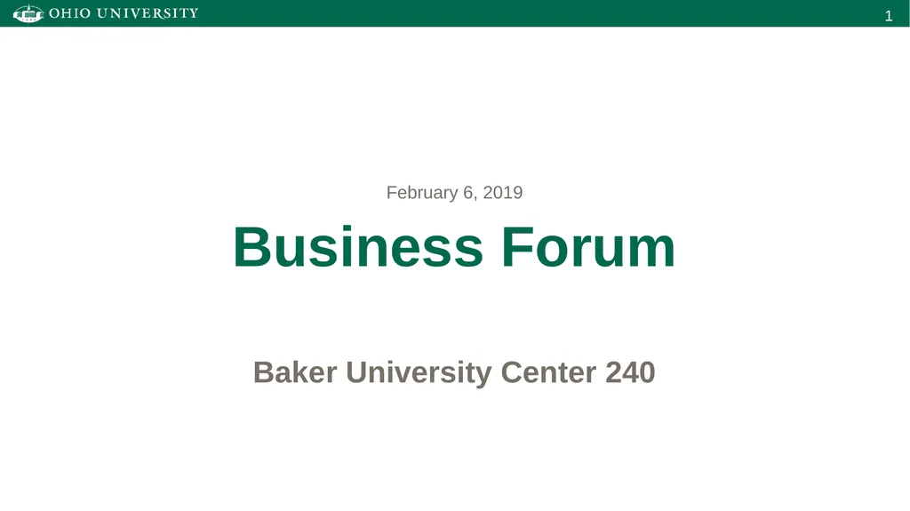 Business Forum February 6, 2019 Baker University
