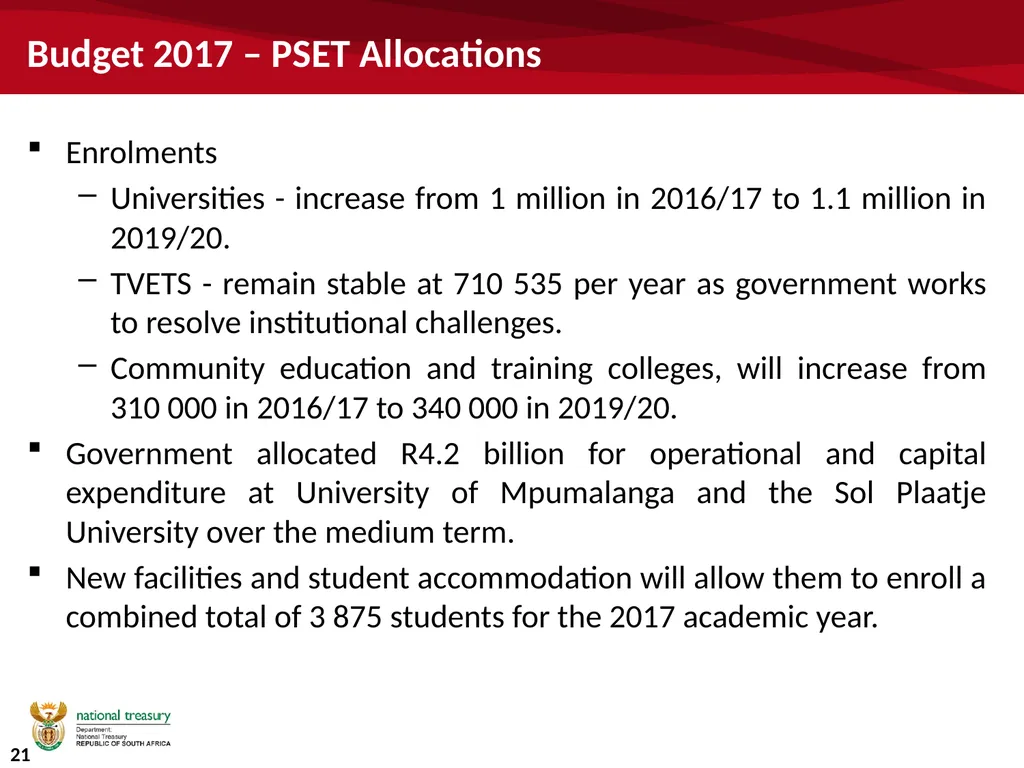 University funding and the budget Commission of - slide 21 of 24