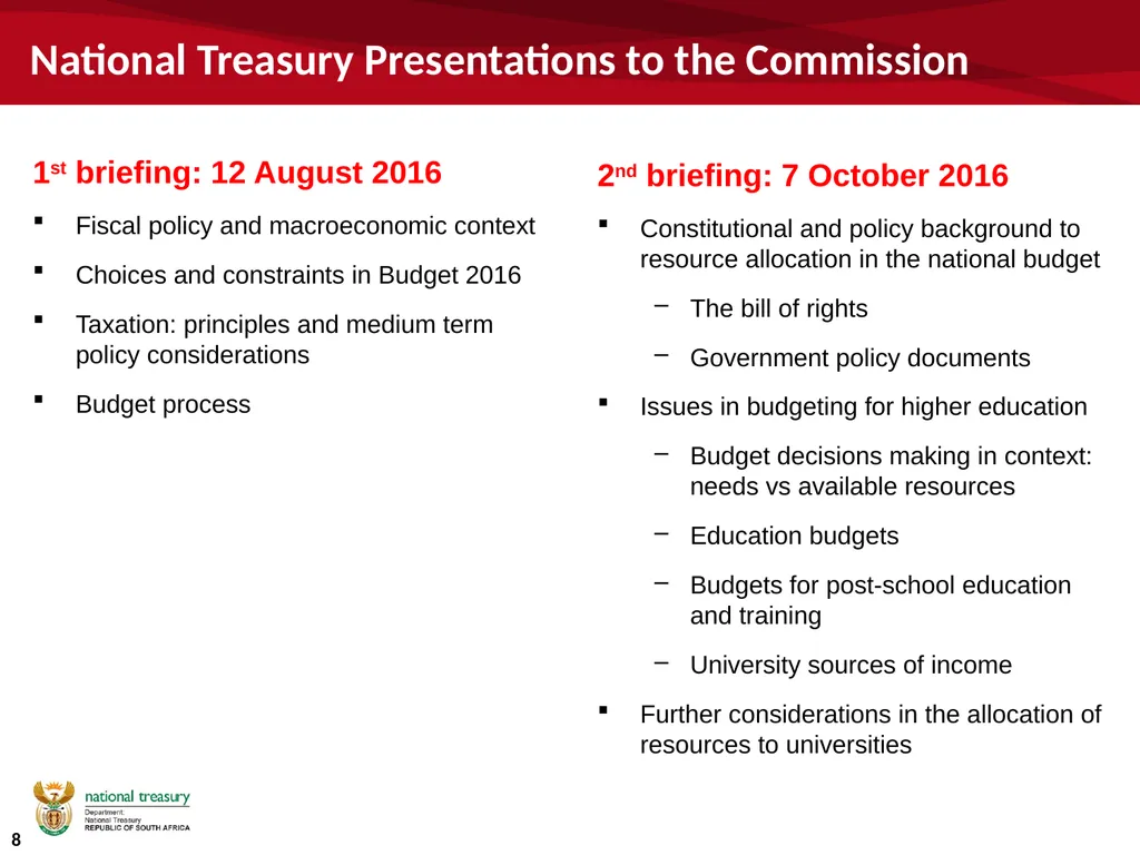 University funding and the budget Commission of - slide 8 of 24