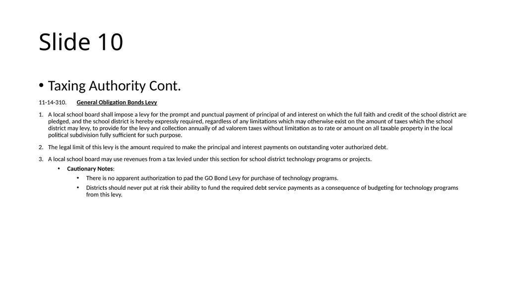 School Finance Training Slide 1 --- No Recommended - slide 10 of 31
