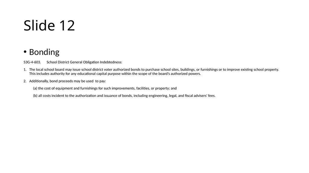 School Finance Training Slide 1 --- No Recommended - slide 12 of 31