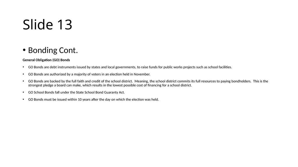 School Finance Training Slide 1 --- No Recommended - slide 13 of 31
